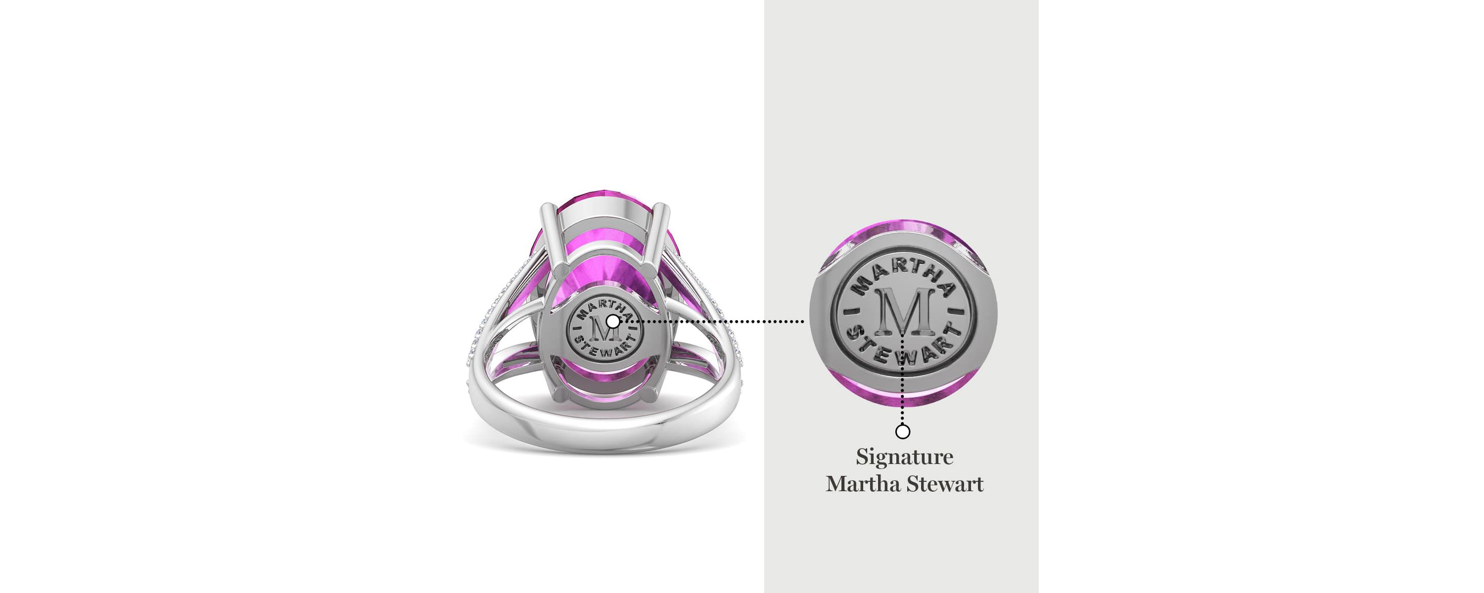 Lab Created Martha Stewart 10 1/4 Carat Oval Shape Gemstone and Lab Grown Diamond Ring In Sterling Silver