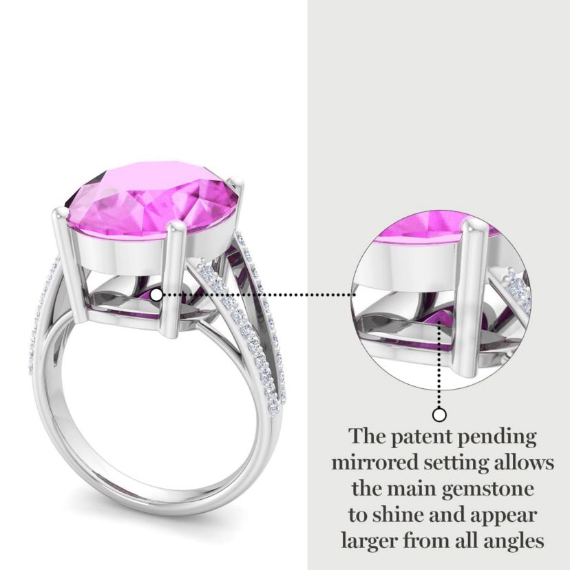 Lab Created Martha Stewart 10 1/4 Carat Oval Shape Gemstone and Lab Grown Diamond Ring In Sterling Silver
