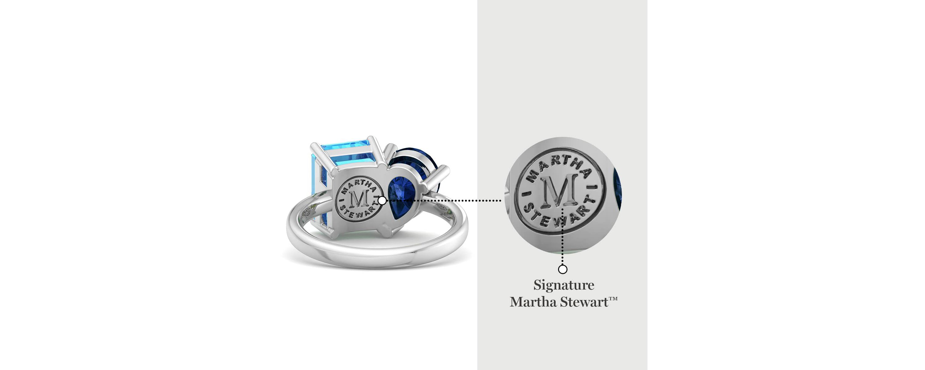 Lab Created Martha Stewart 4 3/4 Carat Blue Topaz and Sapphire Two Stone Ring In Sterling Silver
