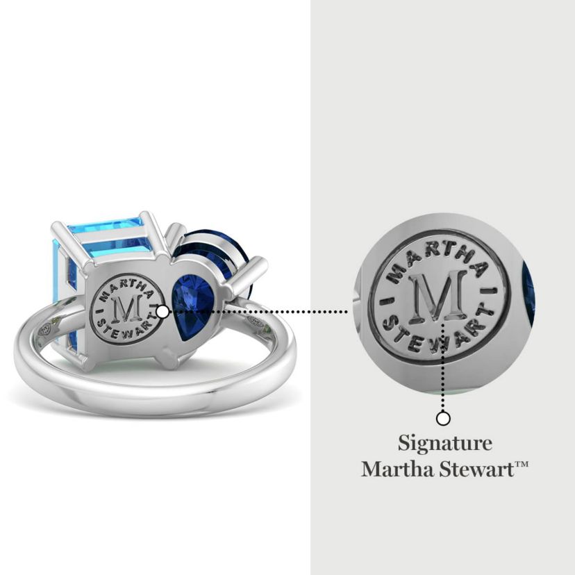 Lab Created Martha Stewart 4 3/4 Carat Blue Topaz and Sapphire Two Stone Ring In Sterling Silver