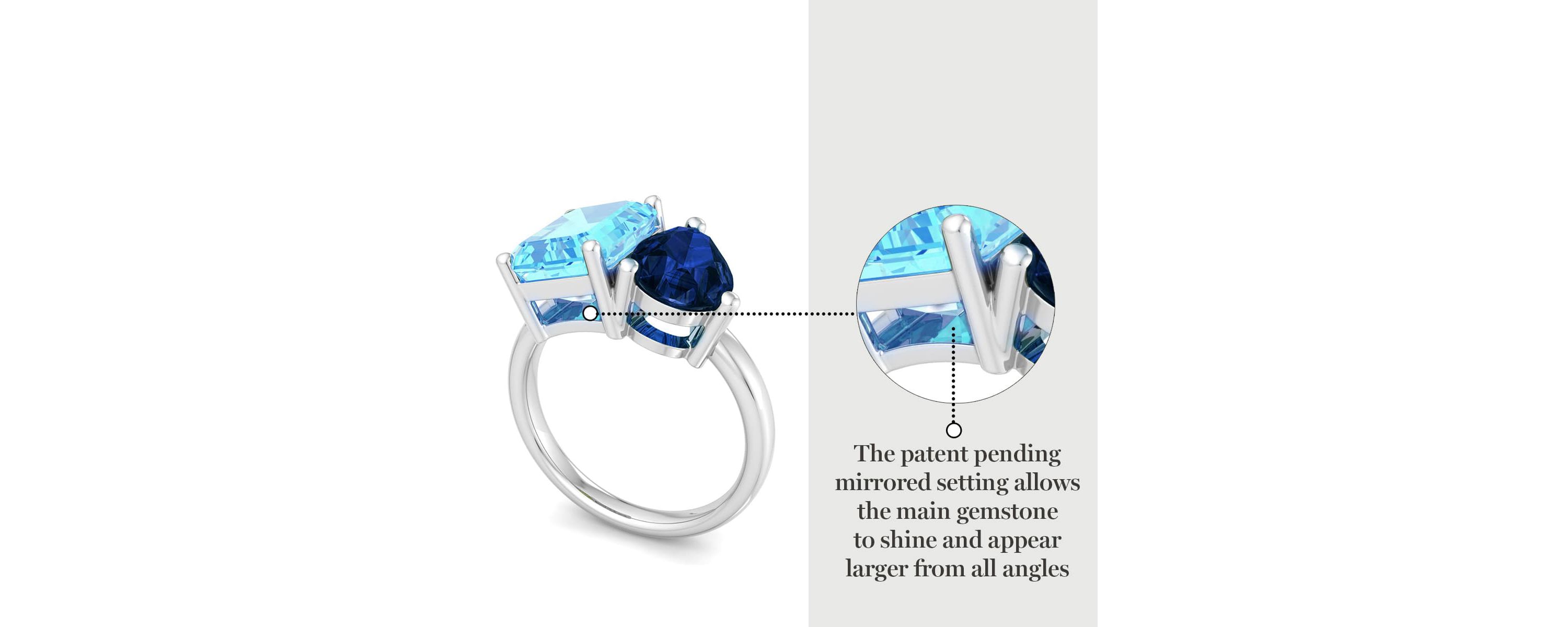 Lab Created Martha Stewart 4 3/4 Carat Blue Topaz and Sapphire Two Stone Ring In Sterling Silver