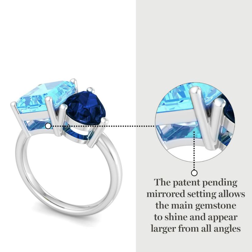 Lab Created Martha Stewart 4 3/4 Carat Blue Topaz and Sapphire Two Stone Ring In Sterling Silver