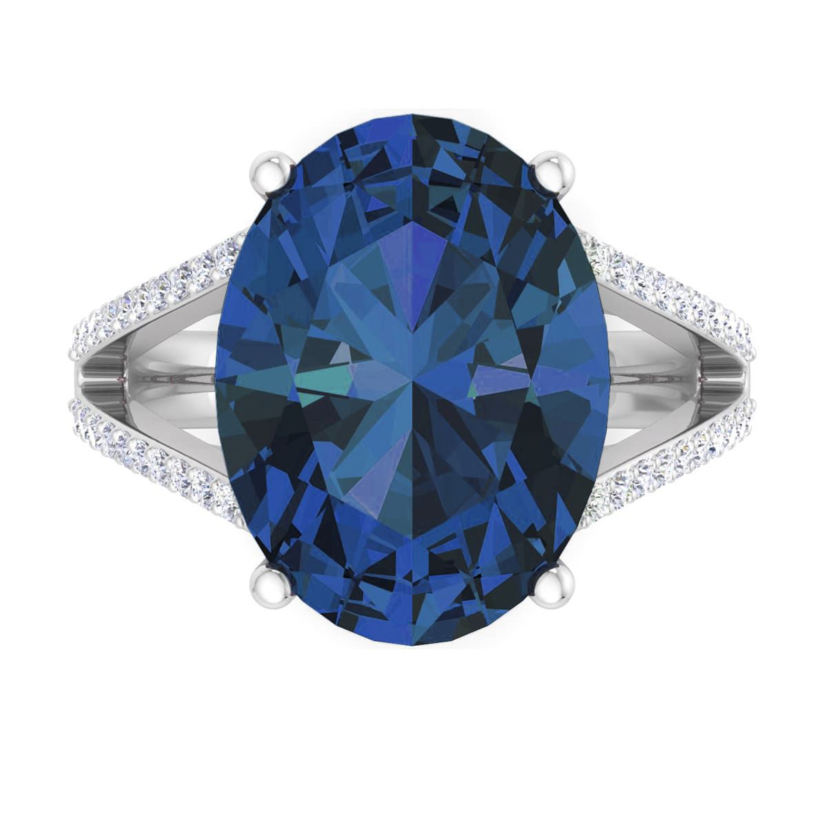 Lab Created Martha Stewart 10 1/4 Carat Oval Shape Gemstone and Lab Grown Diamond Ring In Sterling Silver