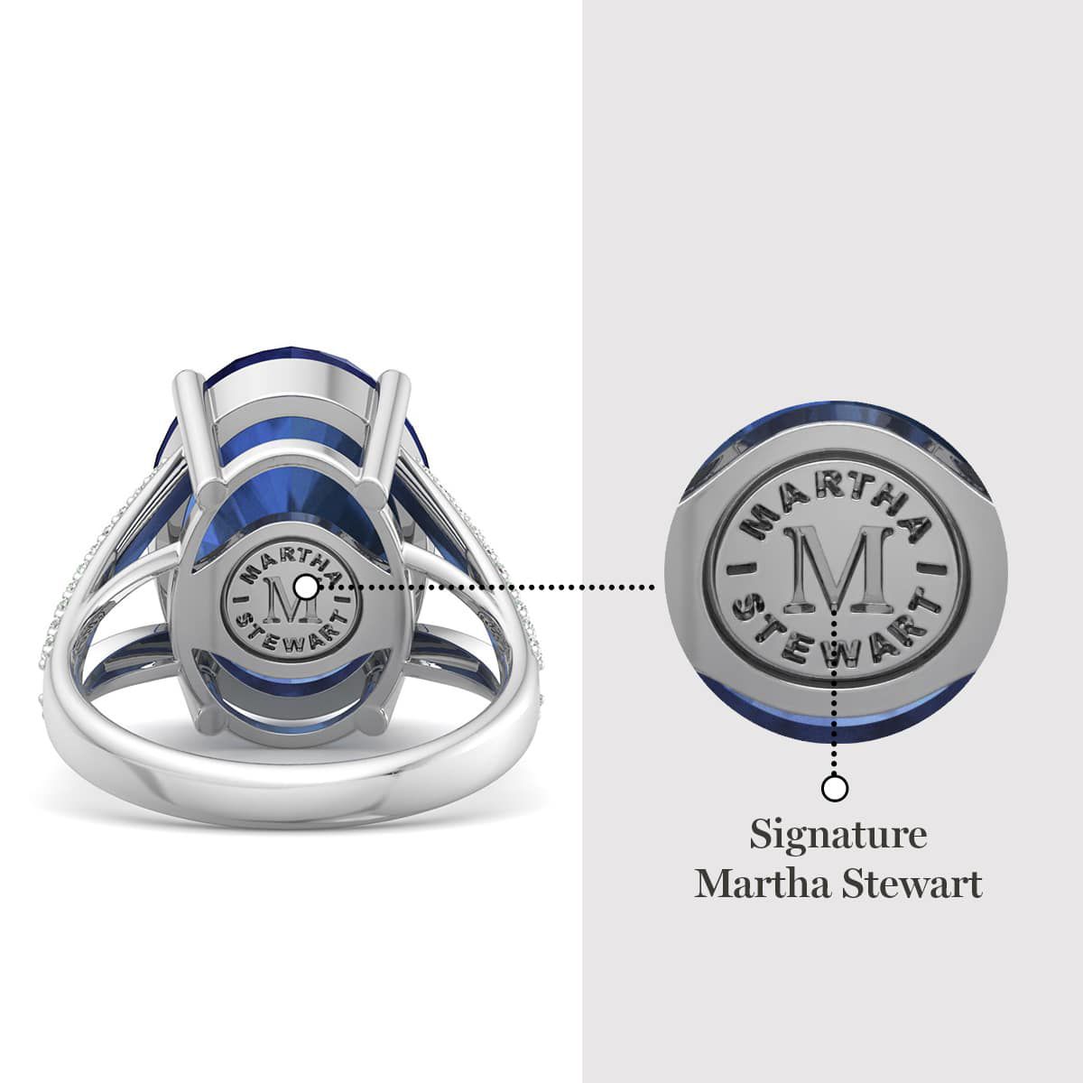 Lab Created Martha Stewart 10 1/4 Carat Oval Shape Gemstone and Lab Grown Diamond Ring In Sterling Silver