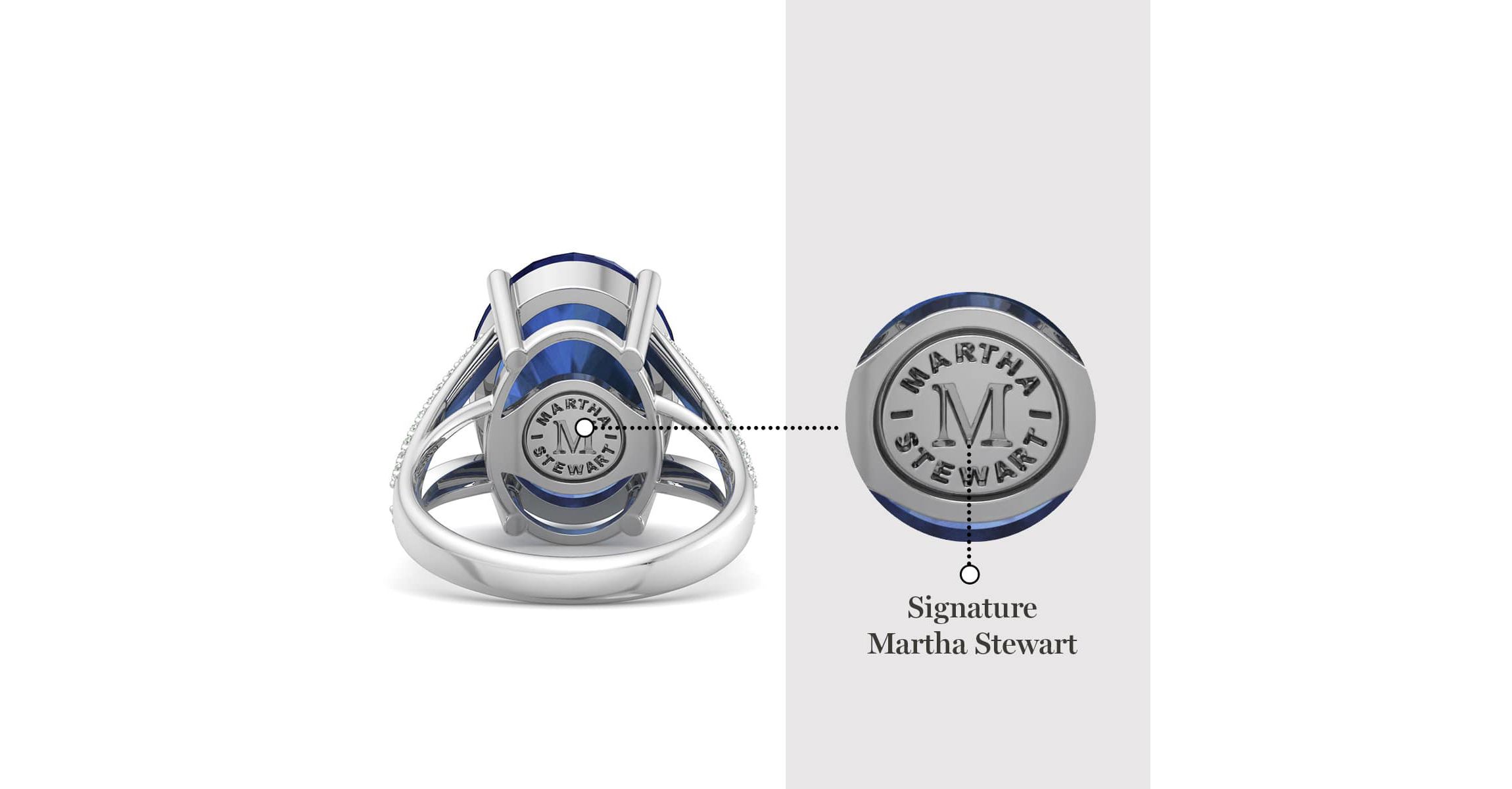 Lab Created Martha Stewart 10 1/4 Carat Oval Shape Gemstone and Lab Grown Diamond Ring In Sterling Silver