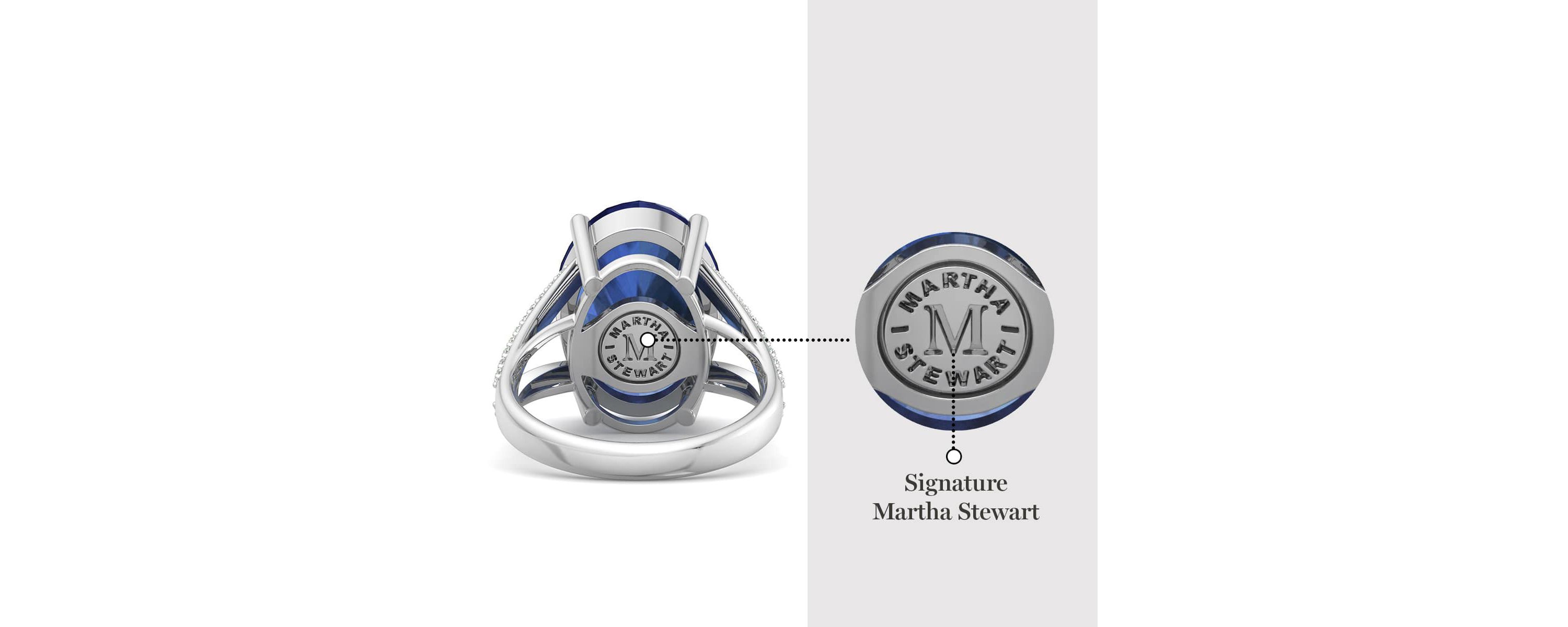 Lab Created Martha Stewart 10 1/4 Carat Oval Shape Gemstone and Lab Grown Diamond Ring In Sterling Silver