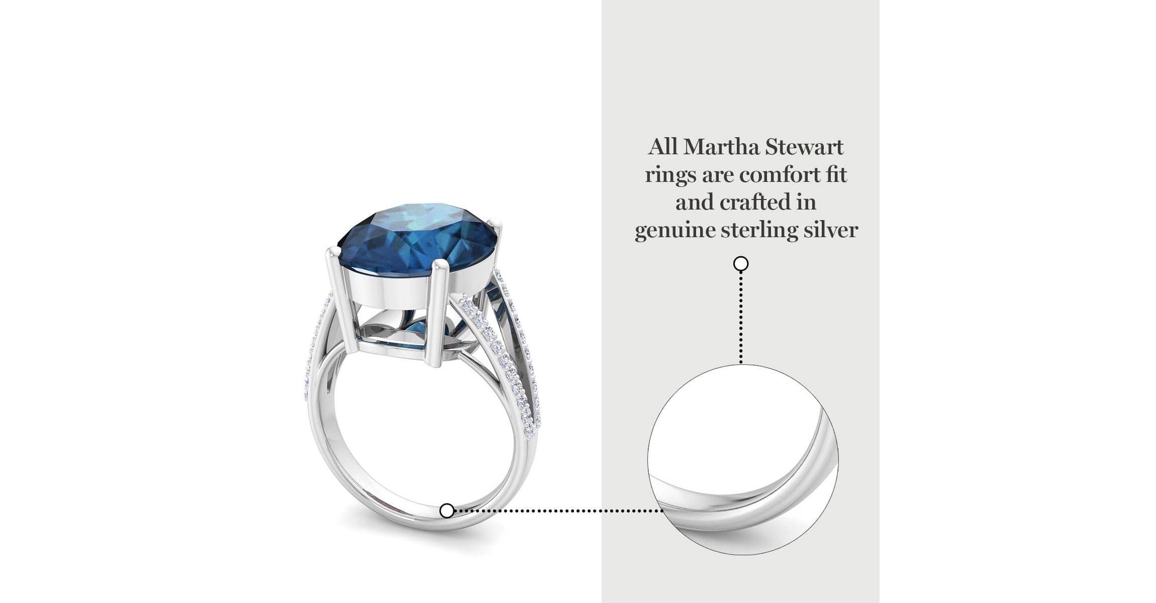 Lab Created Martha Stewart 10 1/4 Carat Oval Shape Gemstone and Lab Grown Diamond Ring In Sterling Silver