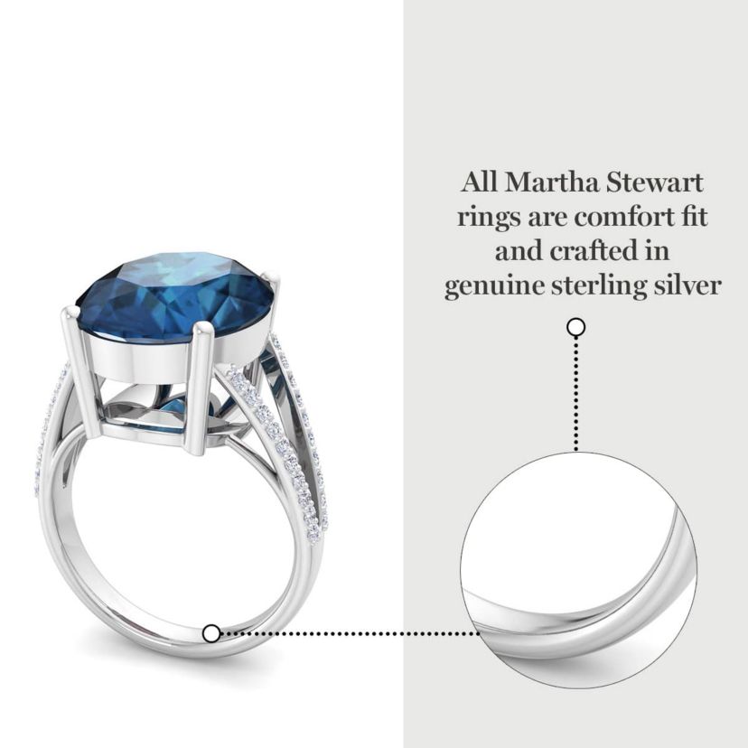 Lab Created Martha Stewart 10 1/4 Carat Oval Shape Gemstone and Lab Grown Diamond Ring In Sterling Silver