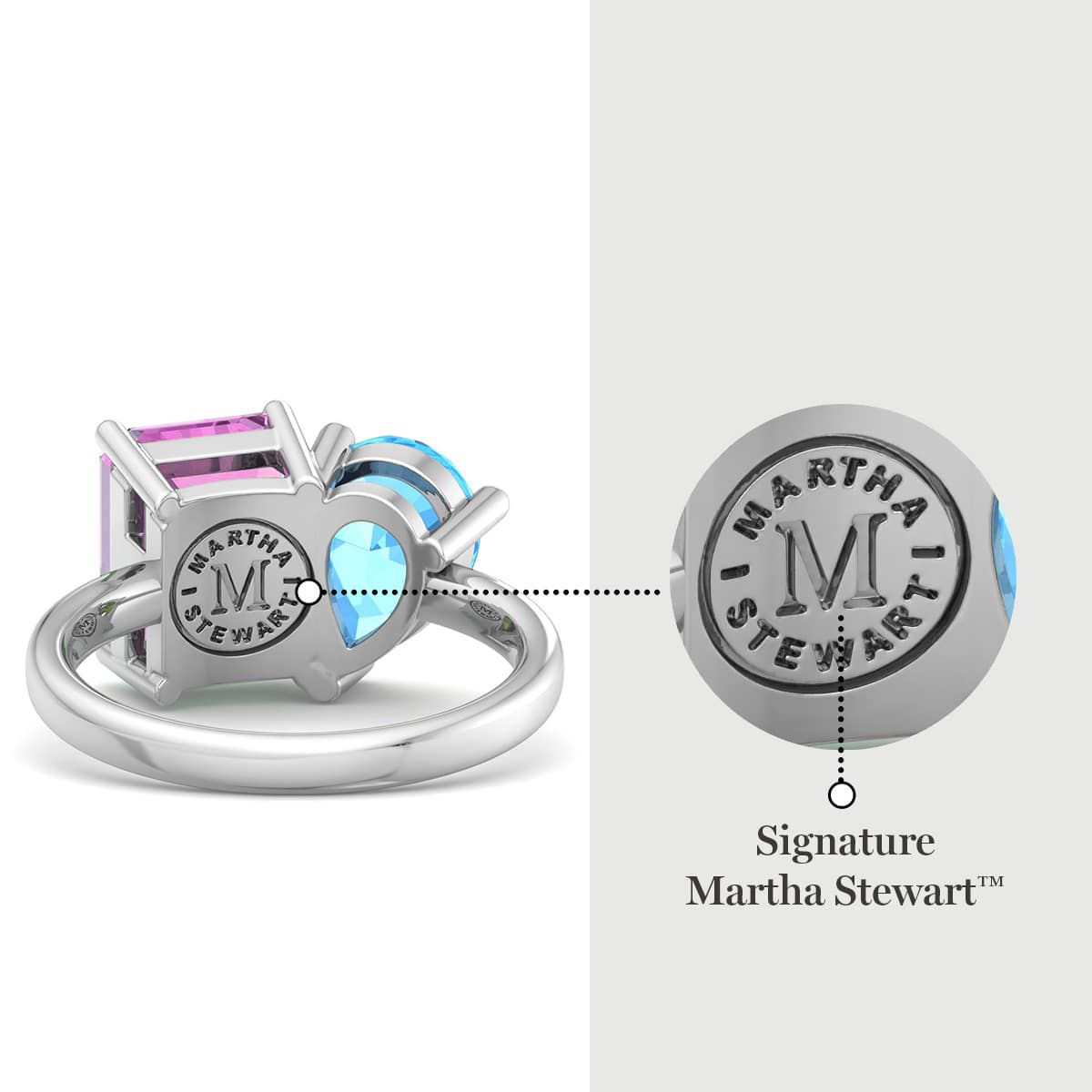 Lab Created Martha Stewart 4 3/4 Carat Pink Sapphire and Blue Topaz Two Stone Ring In Sterling Silver