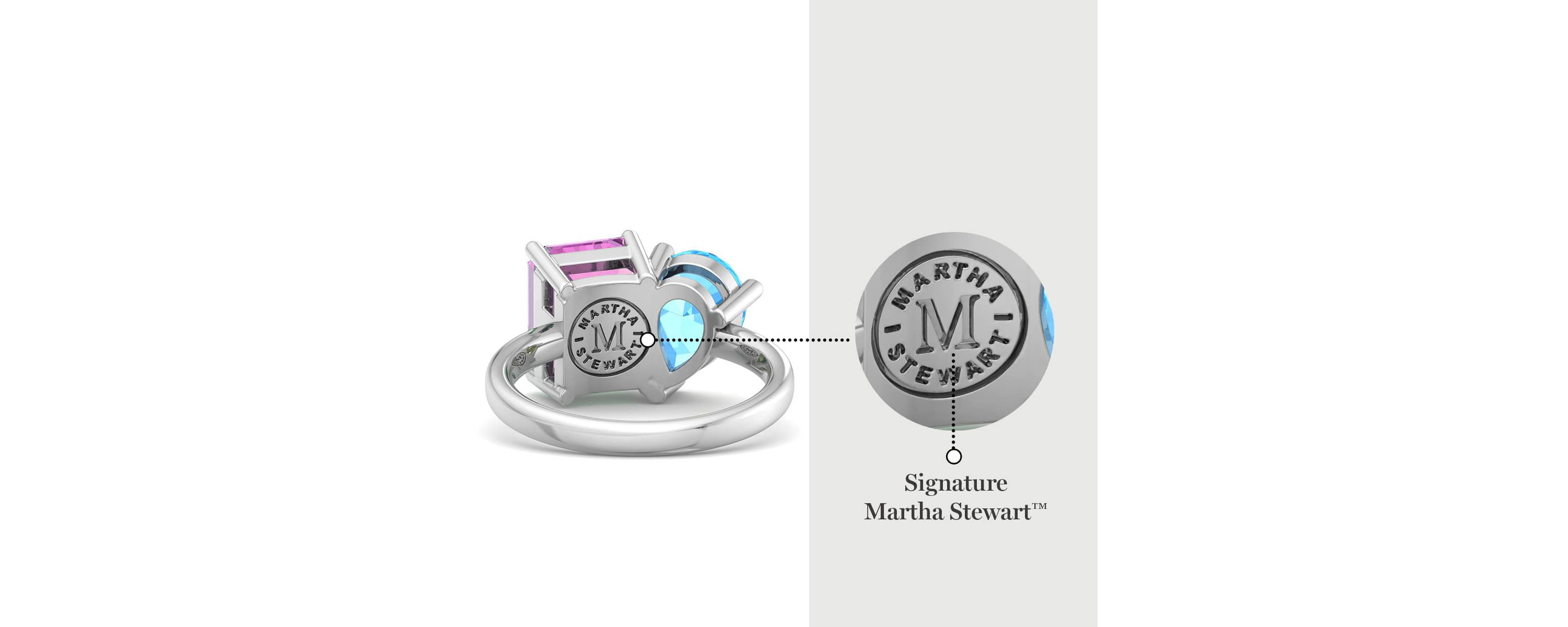 Lab Created Martha Stewart 4 3/4 Carat Pink Sapphire and Blue Topaz Two Stone Ring In Sterling Silver