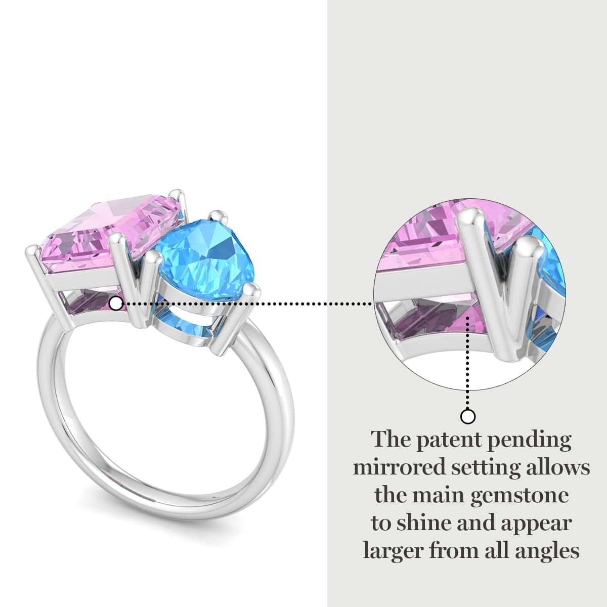 Lab Created Martha Stewart 4 3/4 Carat Pink Sapphire and Blue Topaz Two Stone Ring In Sterling Silver