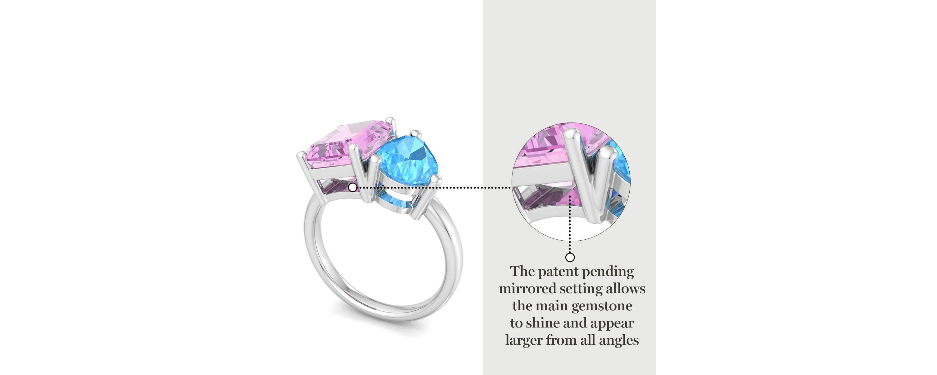 Lab Created Martha Stewart 4 3/4 Carat Pink Sapphire and Blue Topaz Two Stone Ring In Sterling Silver