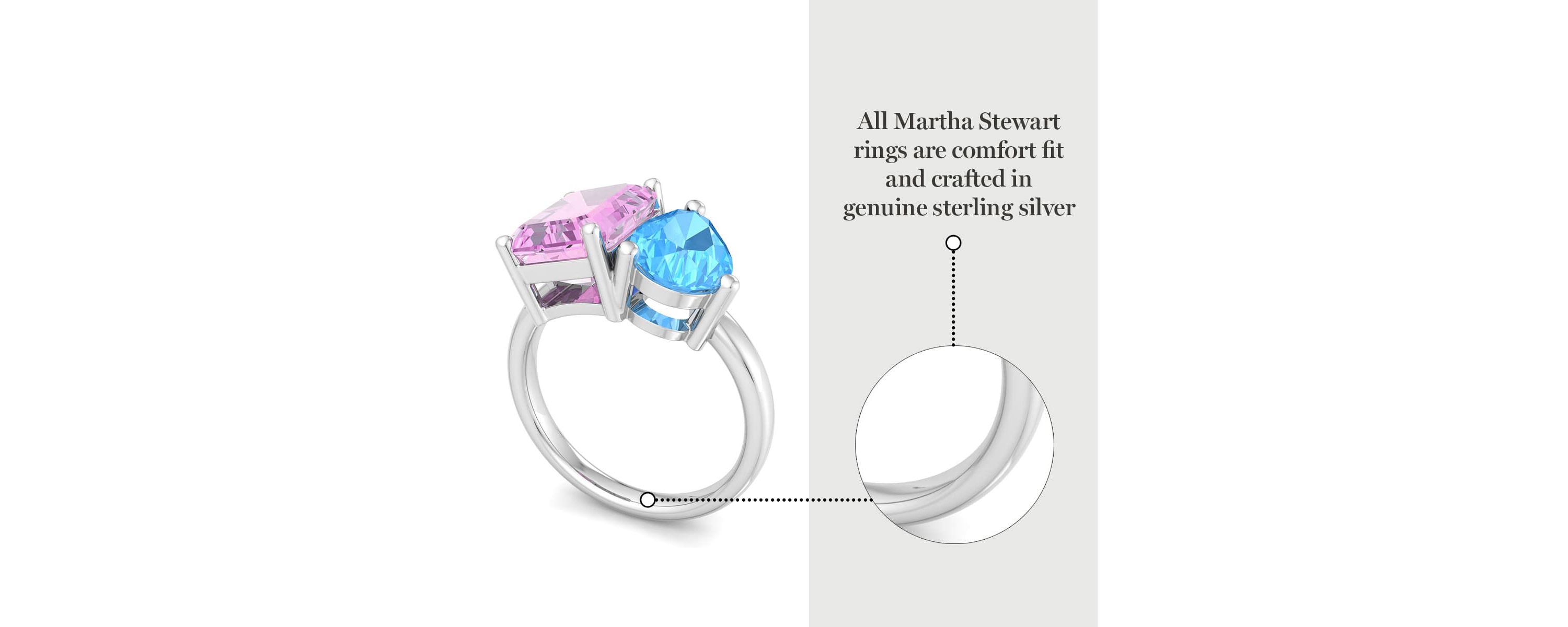 Lab Created Martha Stewart 4 3/4 Carat Pink Sapphire and Blue Topaz Two Stone Ring In Sterling Silver