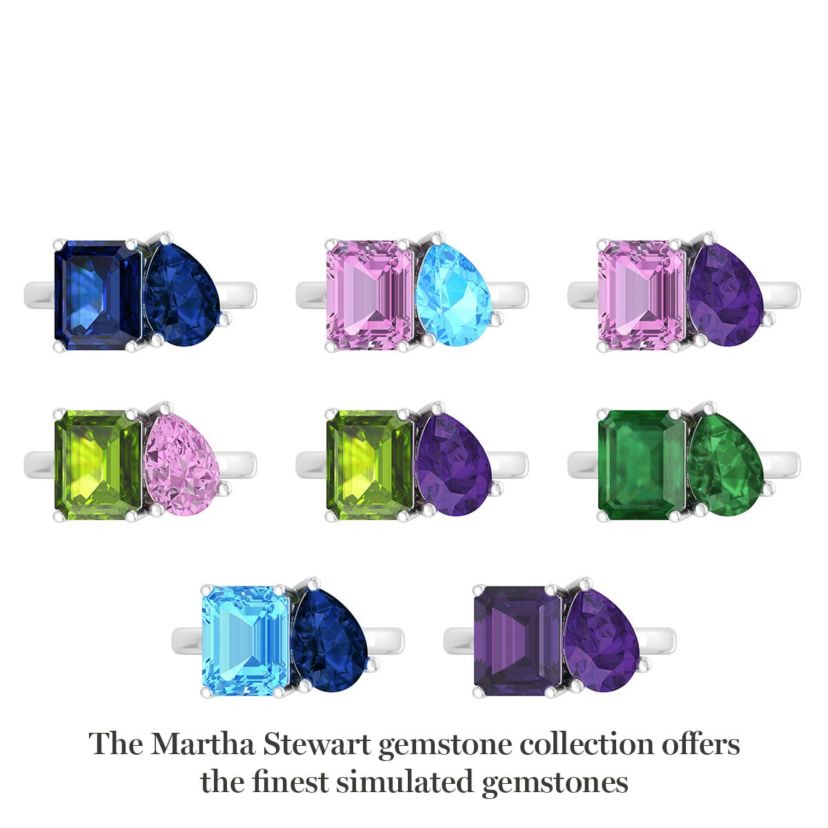 Lab Created Martha Stewart 4 3/4 Carat Pink Sapphire and Blue Topaz Two Stone Ring In Sterling Silver
