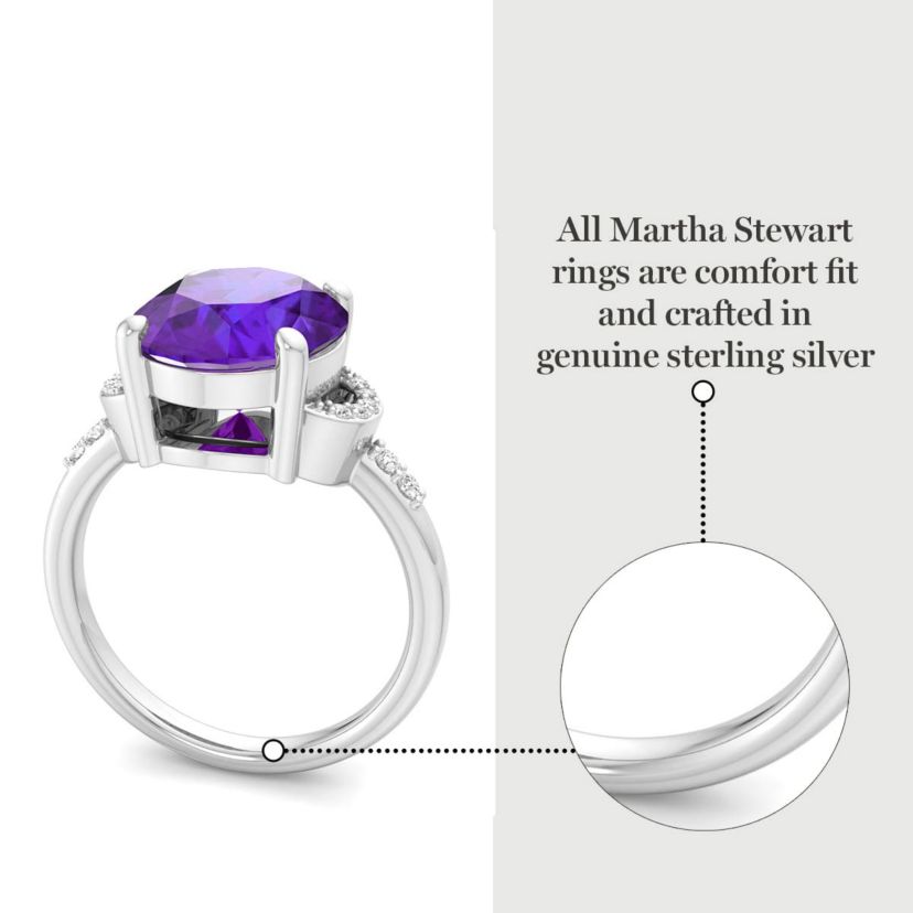 Lab Created Martha Stewart 4 1/2 Carat Oval Shape Gemstone and Lab Grown Diamond Ring In Sterling Silver