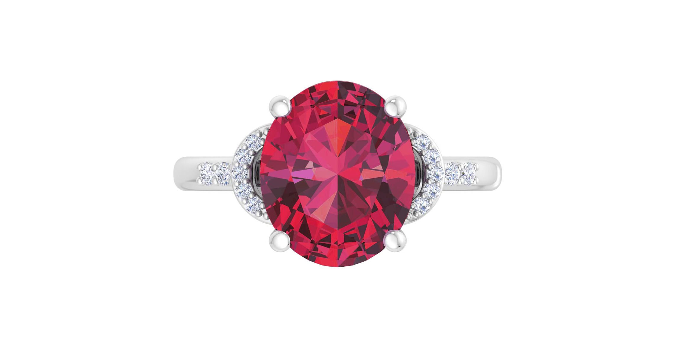 Lab Created Martha Stewart 4 1/2 Carat Oval Shape Gemstone and Lab Grown Diamond Ring In Sterling Silver