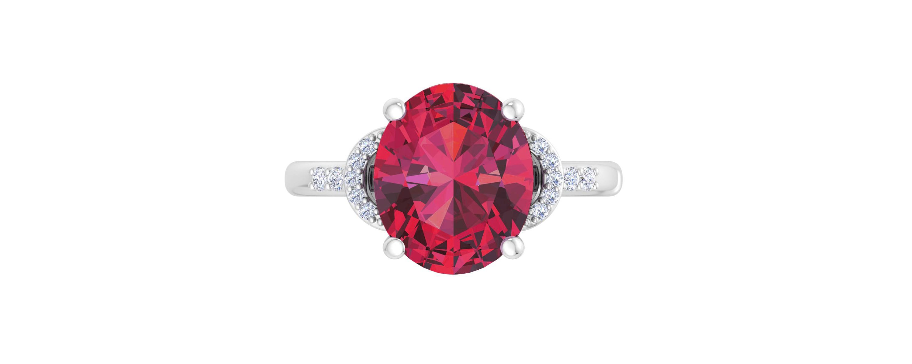 Lab Created Martha Stewart 4 1/2 Carat Oval Shape Gemstone and Lab Grown Diamond Ring In Sterling Silver