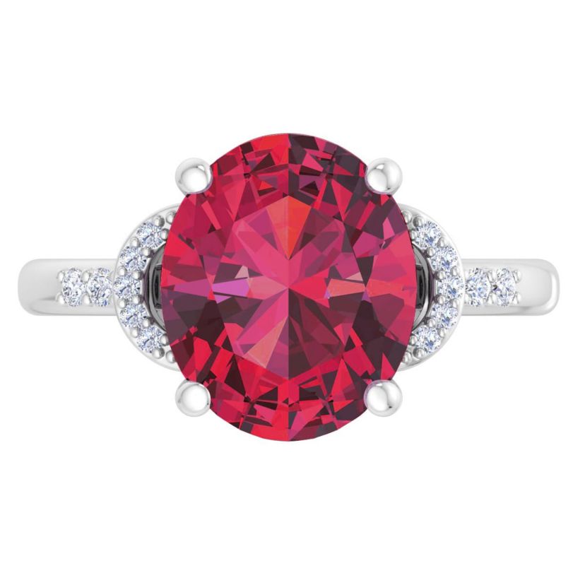Lab Created Martha Stewart 4 1/2 Carat Oval Shape Gemstone and Lab Grown Diamond Ring In Sterling Silver