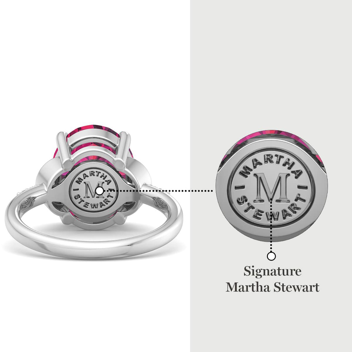 Lab Created Martha Stewart 4 1/2 Carat Oval Shape Gemstone and Lab Grown Diamond Ring In Sterling Silver