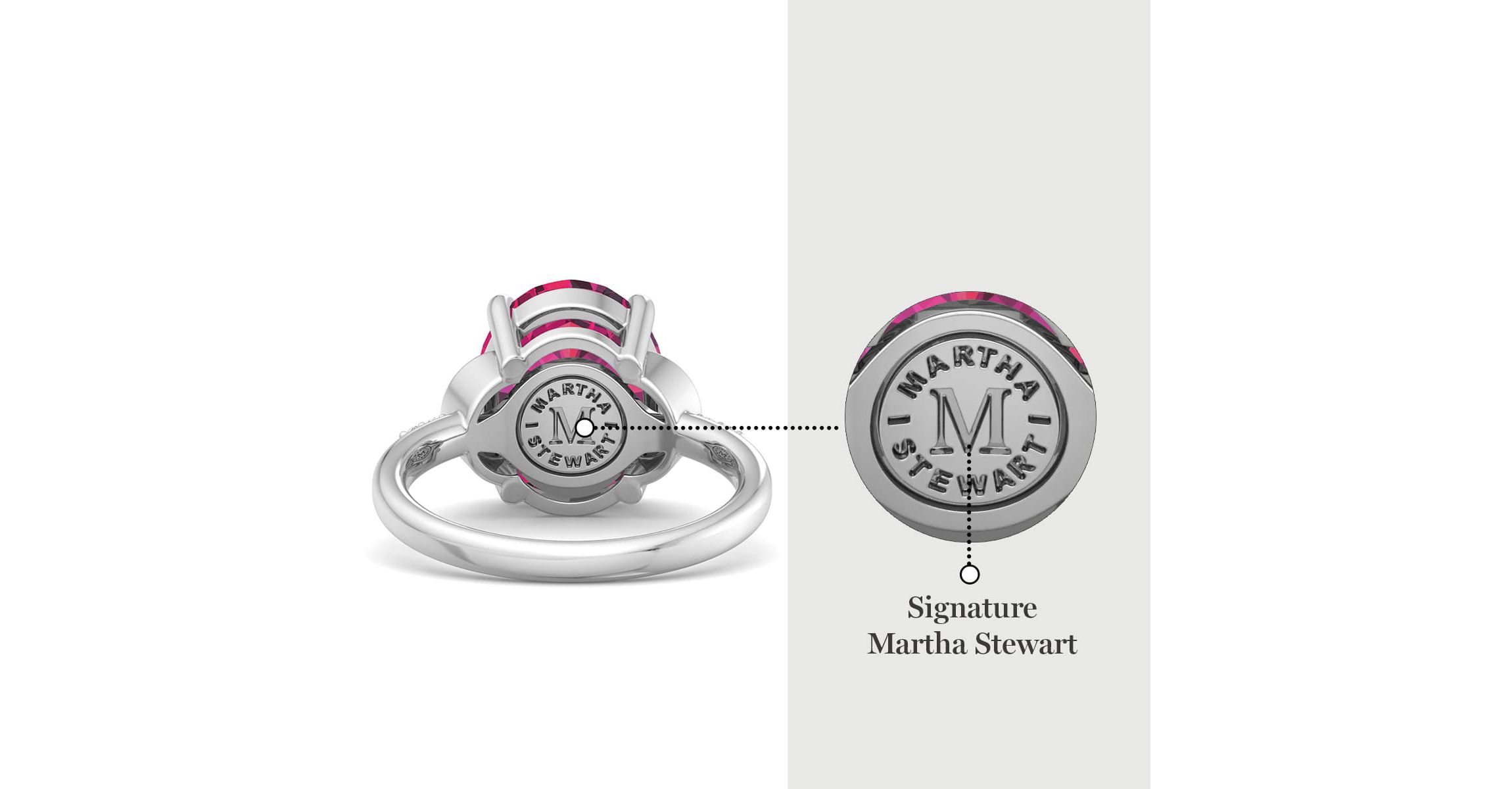 Lab Created Martha Stewart 4 1/2 Carat Oval Shape Gemstone and Lab Grown Diamond Ring In Sterling Silver