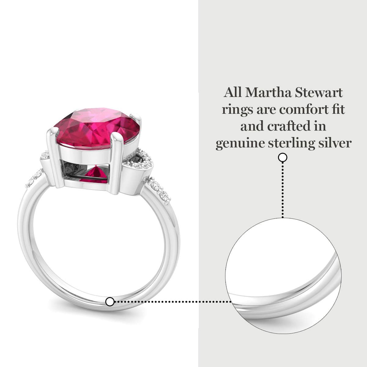 Lab Created Martha Stewart 4 1/2 Carat Oval Shape Gemstone and Lab Grown Diamond Ring In Sterling Silver