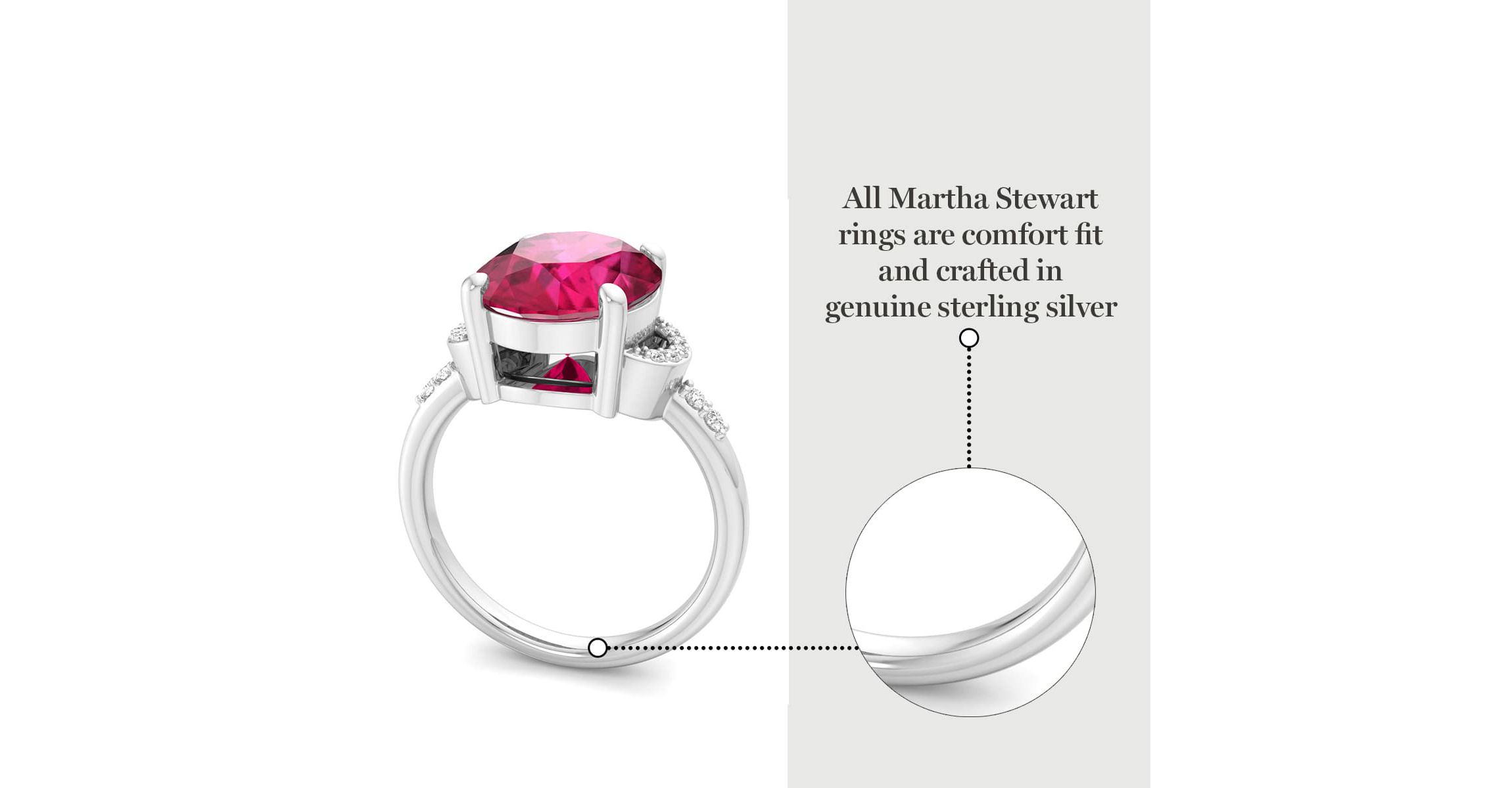Lab Created Martha Stewart 4 1/2 Carat Oval Shape Gemstone and Lab Grown Diamond Ring In Sterling Silver