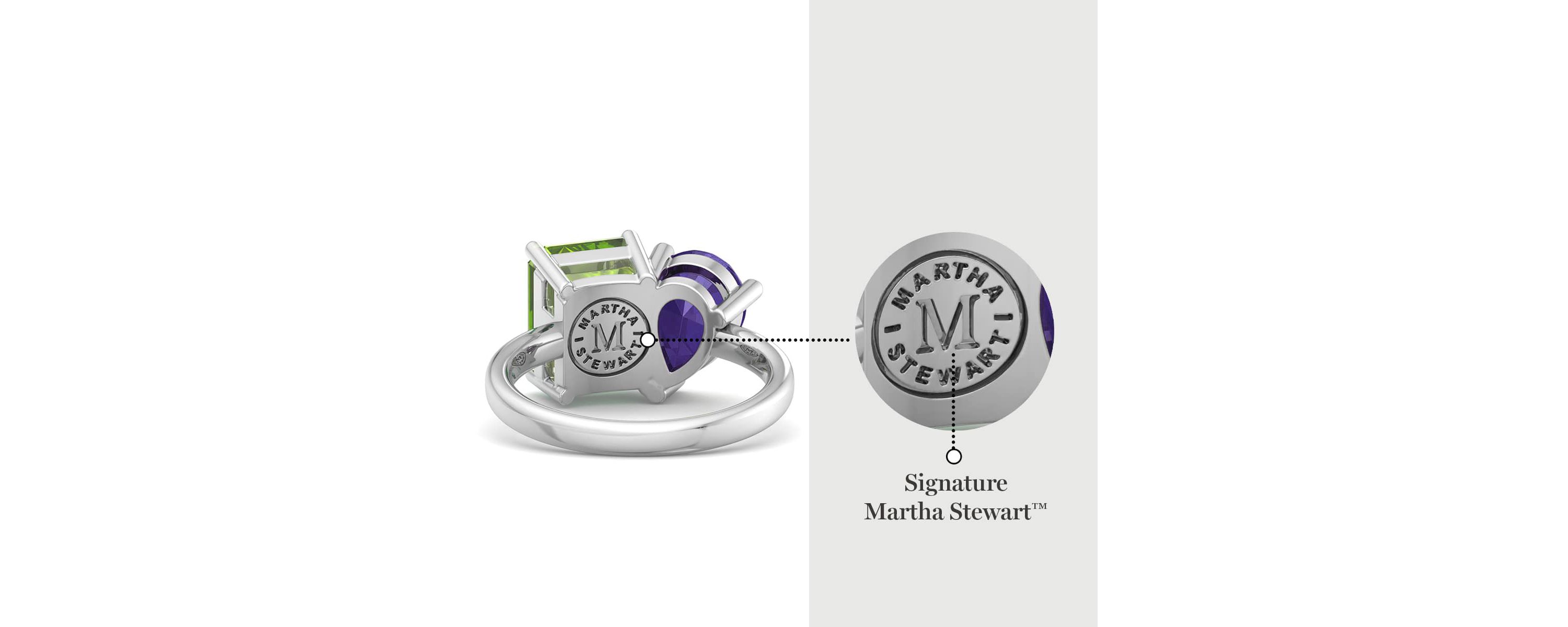 Lab Created Martha Stewart 4 3/4 Carat Peridot and Amethyst Two Stone Ring In Sterling Silver