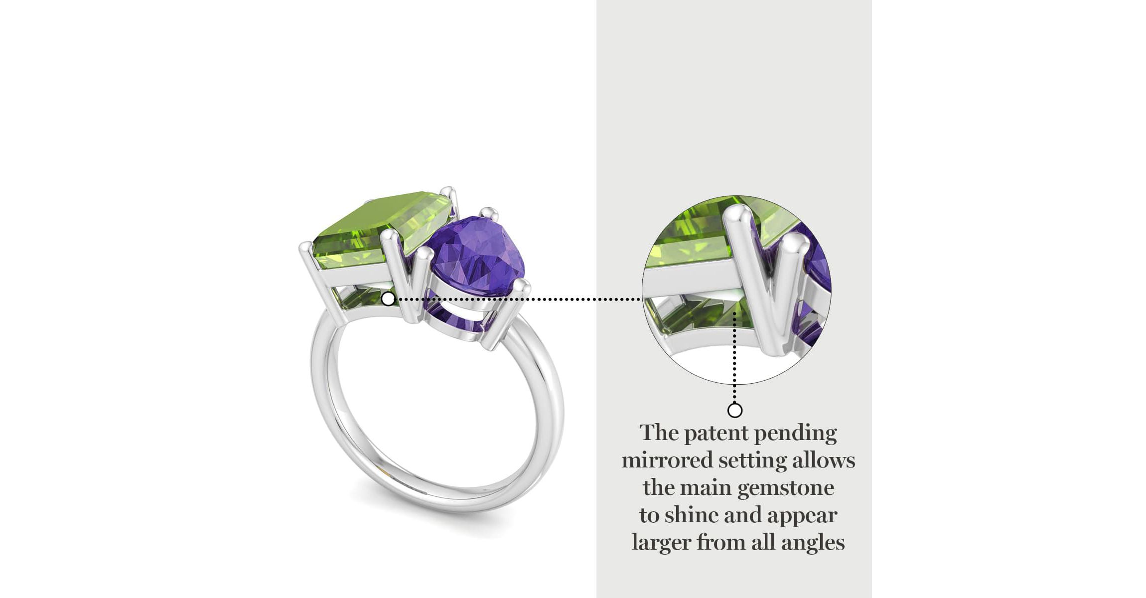 Lab Created Martha Stewart 4 3/4 Carat Peridot and Amethyst Two Stone Ring In Sterling Silver