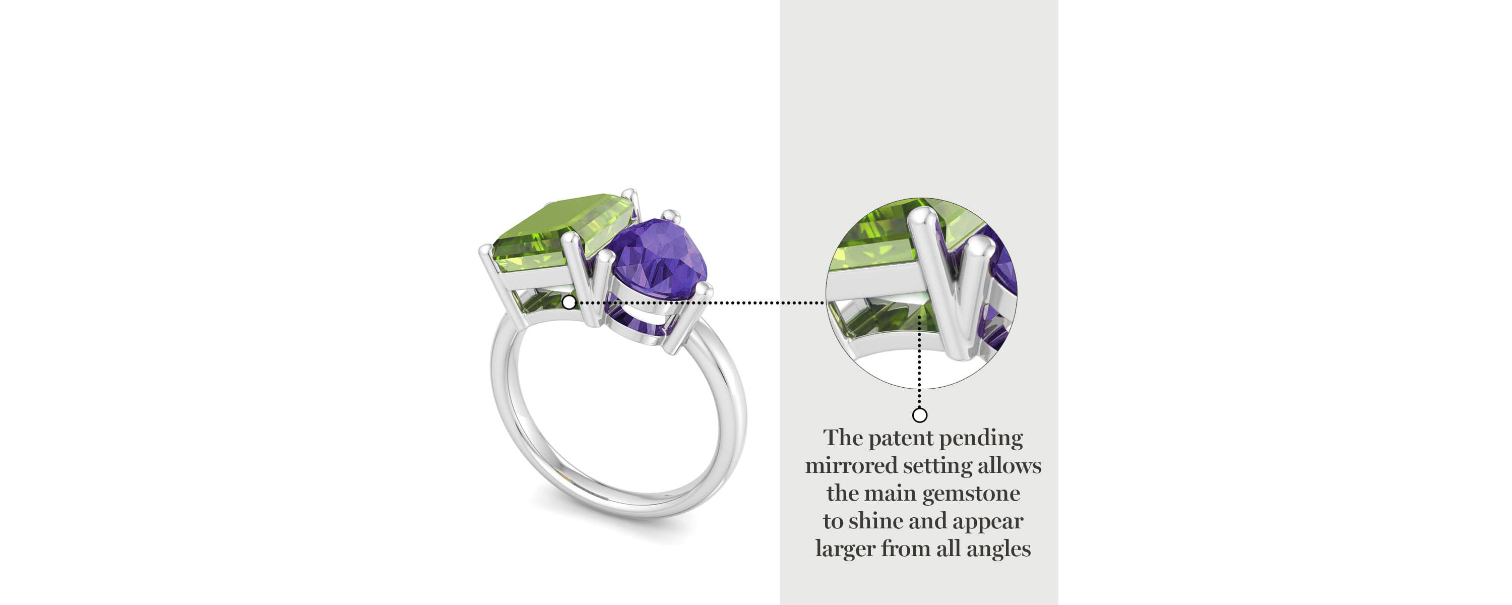 Lab Created Martha Stewart 4 3/4 Carat Peridot and Amethyst Two Stone Ring In Sterling Silver