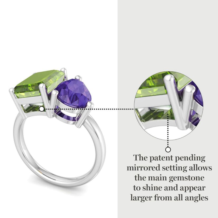 Lab Created Martha Stewart 4 3/4 Carat Peridot and Amethyst Two Stone Ring In Sterling Silver