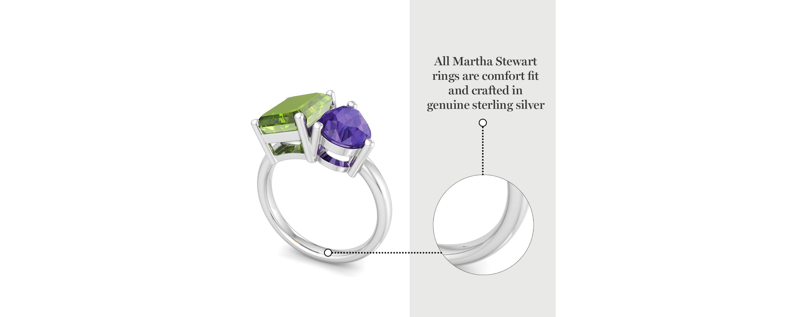 Lab Created Martha Stewart 4 3/4 Carat Peridot and Amethyst Two Stone Ring In Sterling Silver