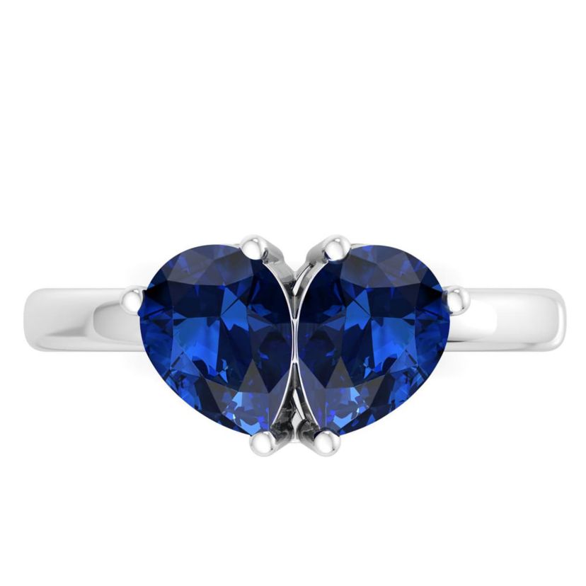 Lab Created Martha Stewart 2 Carat Sapphire Two Stone Ring In Sterling Silver