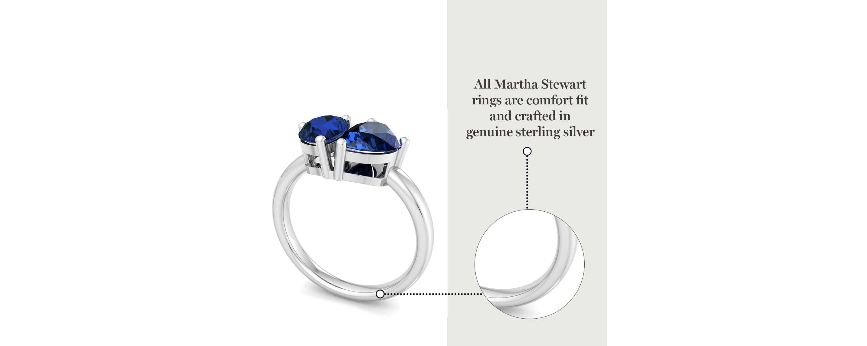 Lab Created Martha Stewart 2 Carat Sapphire Two Stone Ring In Sterling Silver