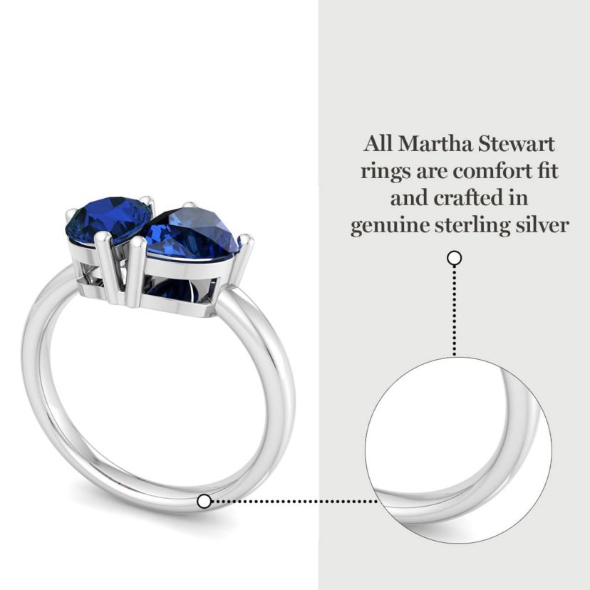 Lab Created Martha Stewart 2 Carat Sapphire Two Stone Ring In Sterling Silver