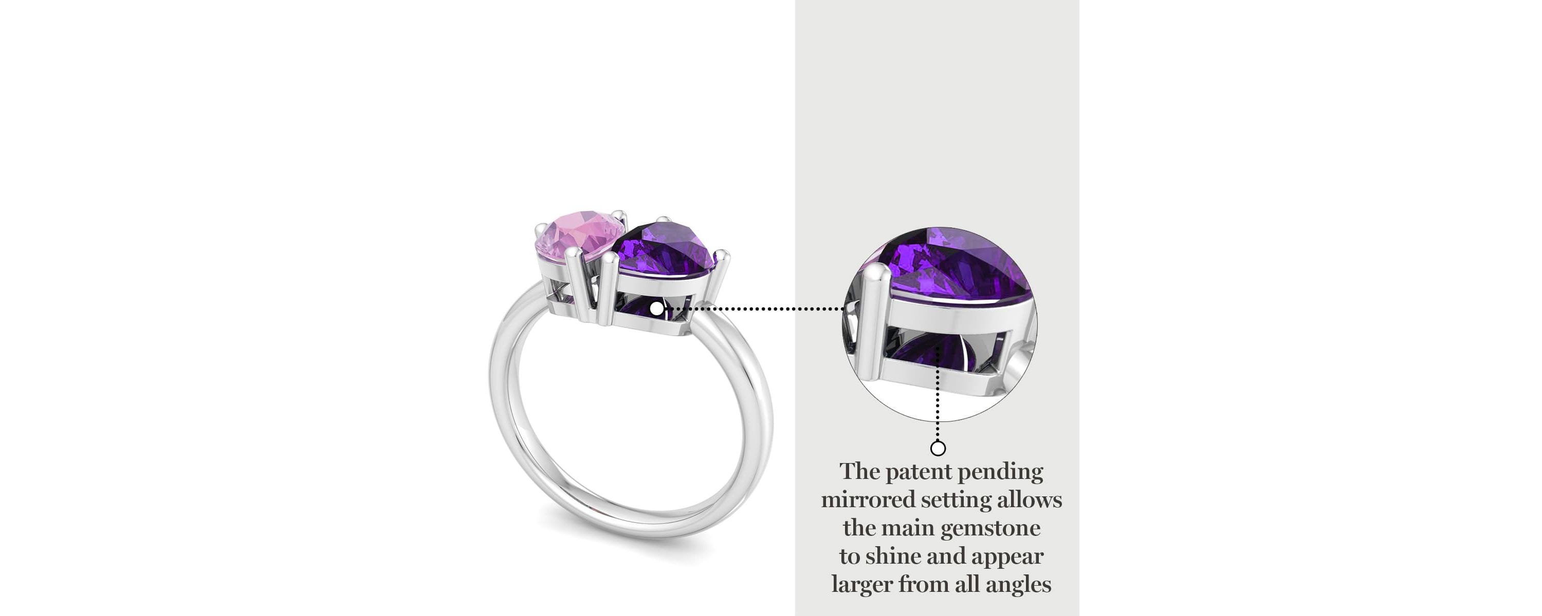 Lab Created Martha Stewart 2 Carat Pink Sapphire and Amethyst Two Stone Ring In Sterling Silver