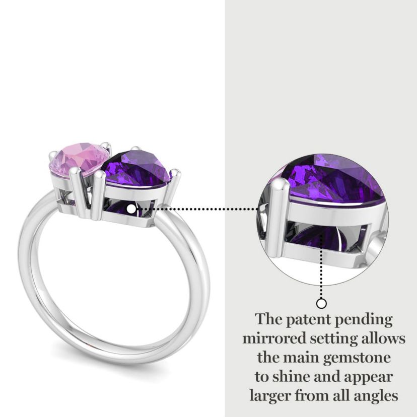 Lab Created Martha Stewart 2 Carat Pink Sapphire and Amethyst Two Stone Ring In Sterling Silver