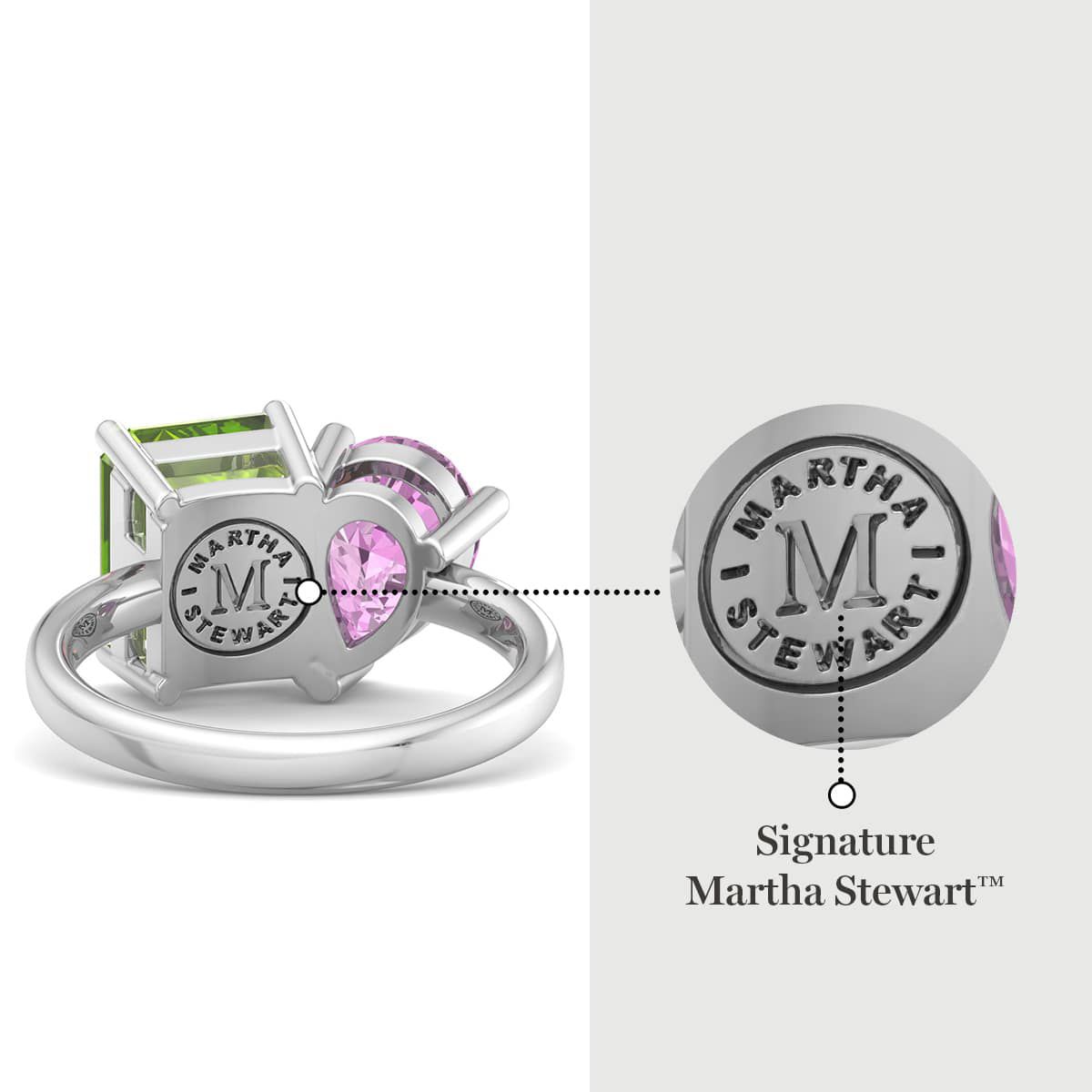Lab Created Martha Stewart 4 3/4 Carat Peridot and Pink Sapphire Two Stone Ring In Sterling Silver