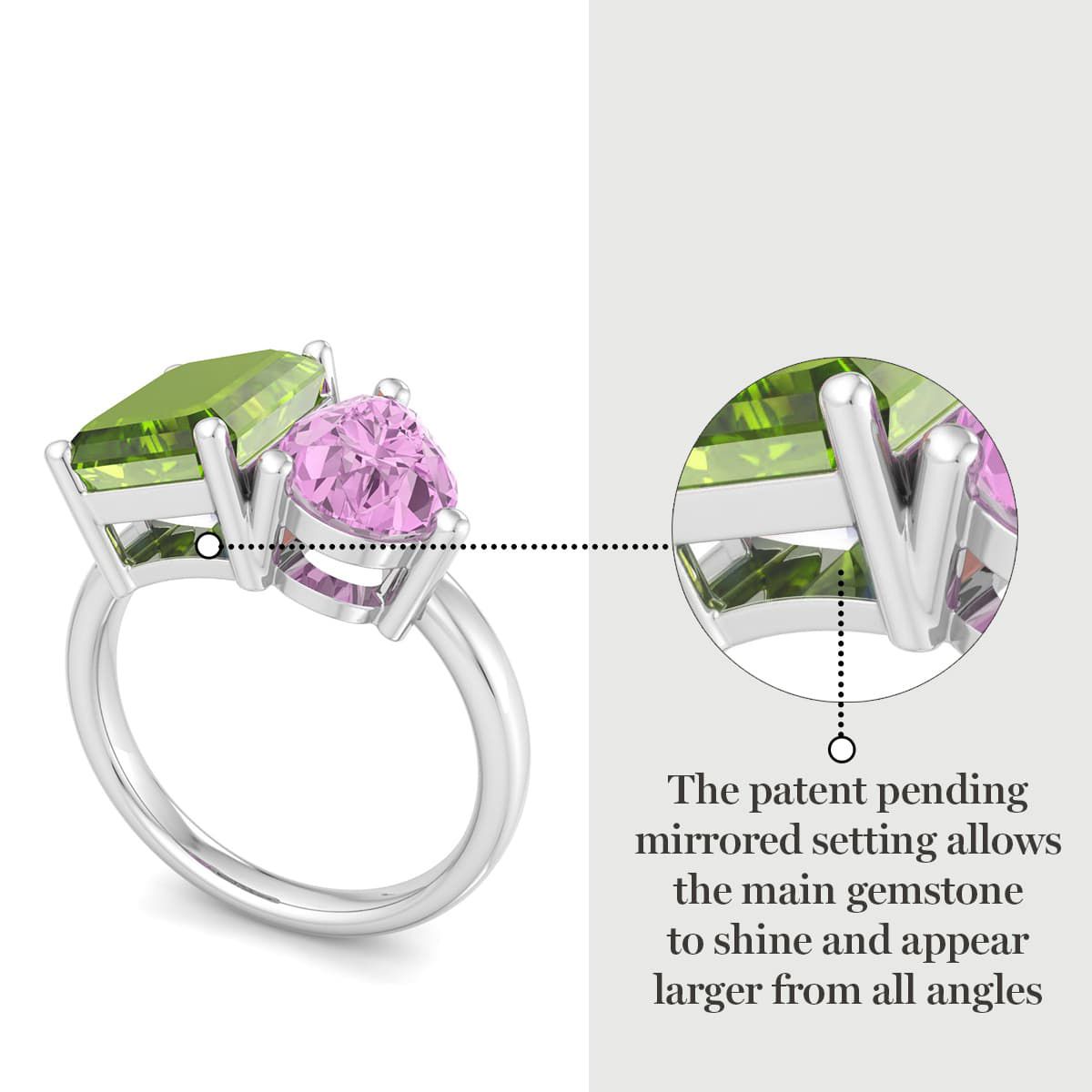 Lab Created Martha Stewart 4 3/4 Carat Peridot and Pink Sapphire Two Stone Ring In Sterling Silver
