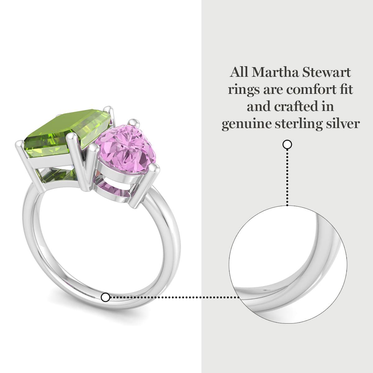 Lab Created Martha Stewart 4 3/4 Carat Peridot and Pink Sapphire Two Stone Ring In Sterling Silver