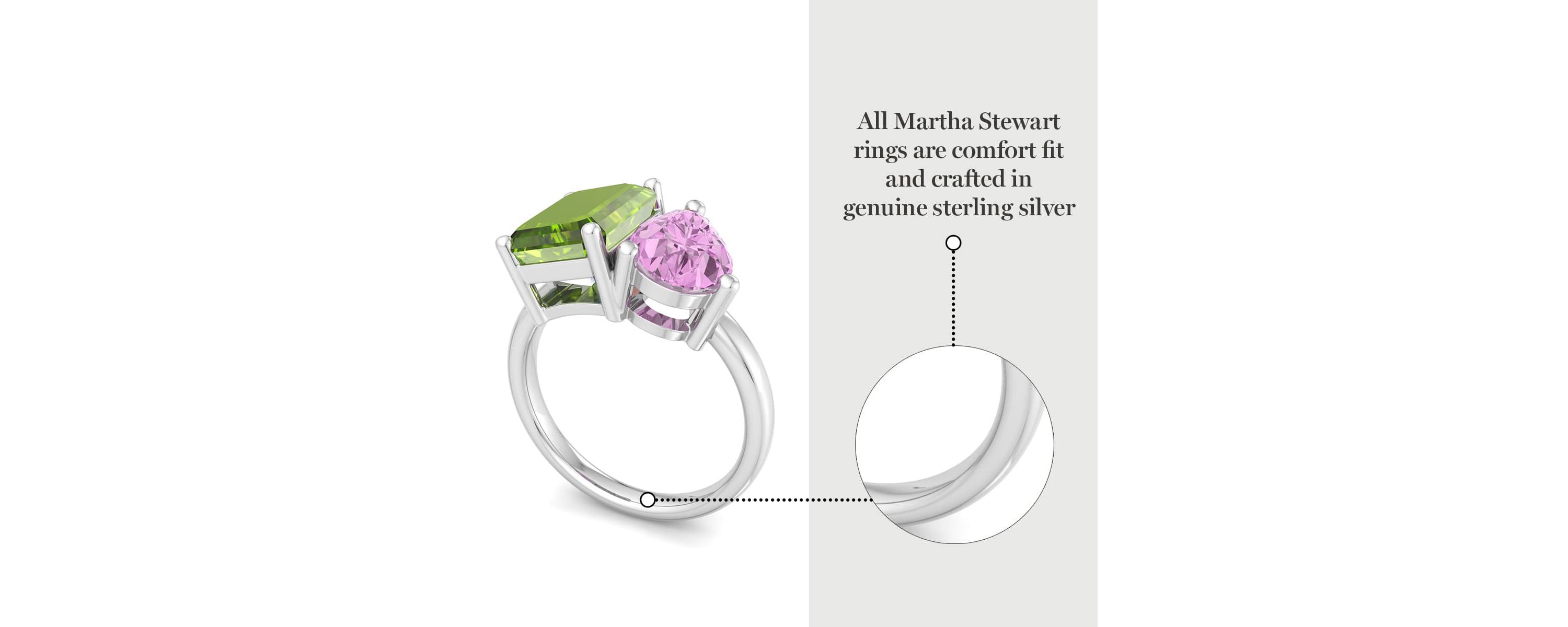 Lab Created Martha Stewart 4 3/4 Carat Peridot and Pink Sapphire Two Stone Ring In Sterling Silver