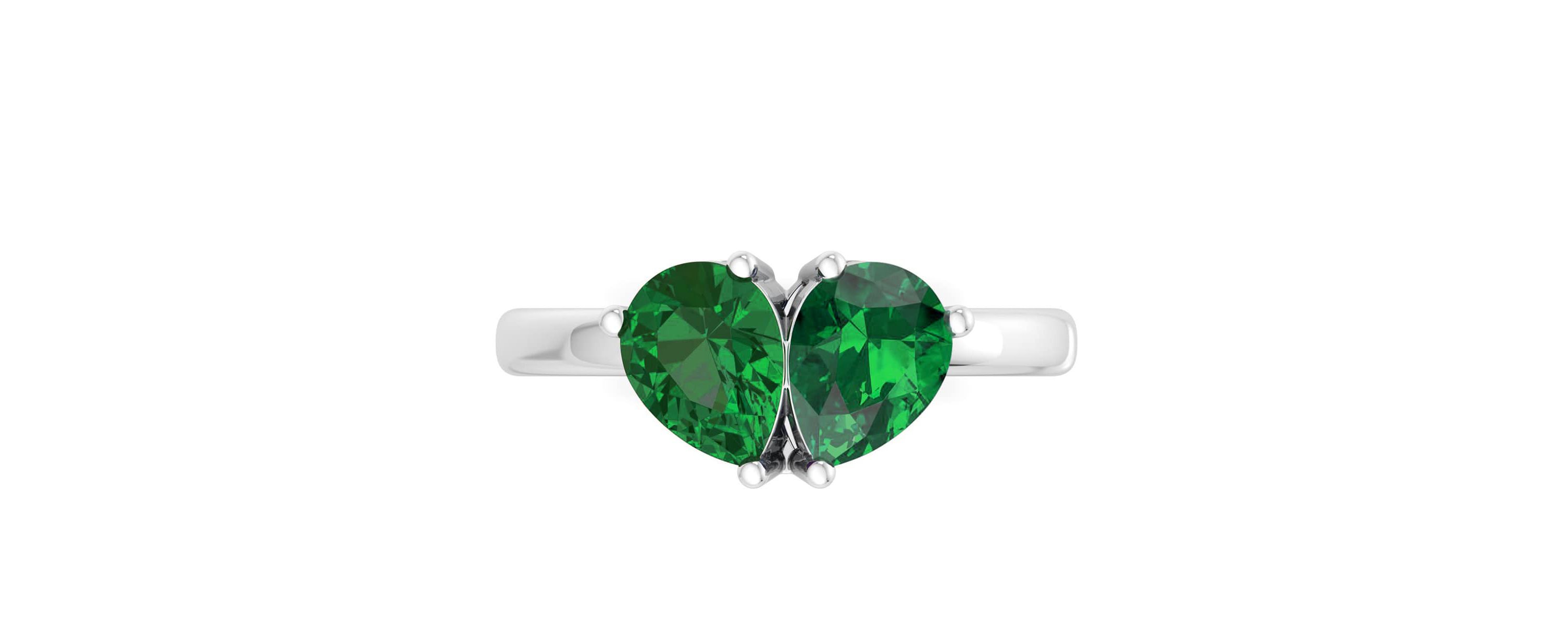 Lab Created Martha Stewart 2 Carat Emerald Two Stone Ring In Sterling Silver