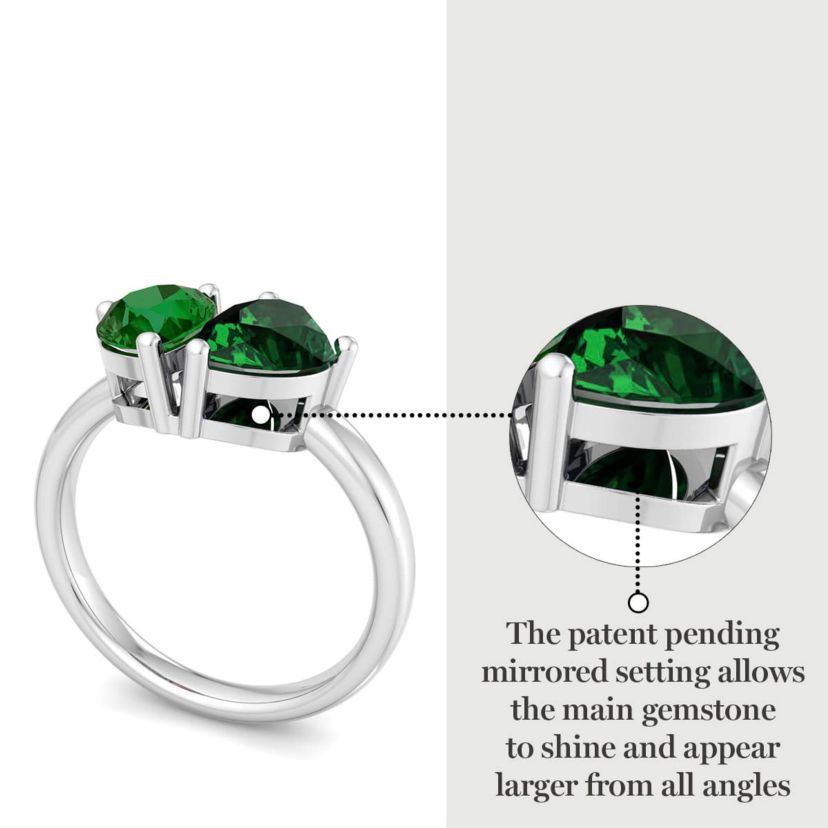 Lab Created Martha Stewart 2 Carat Emerald Two Stone Ring In Sterling Silver