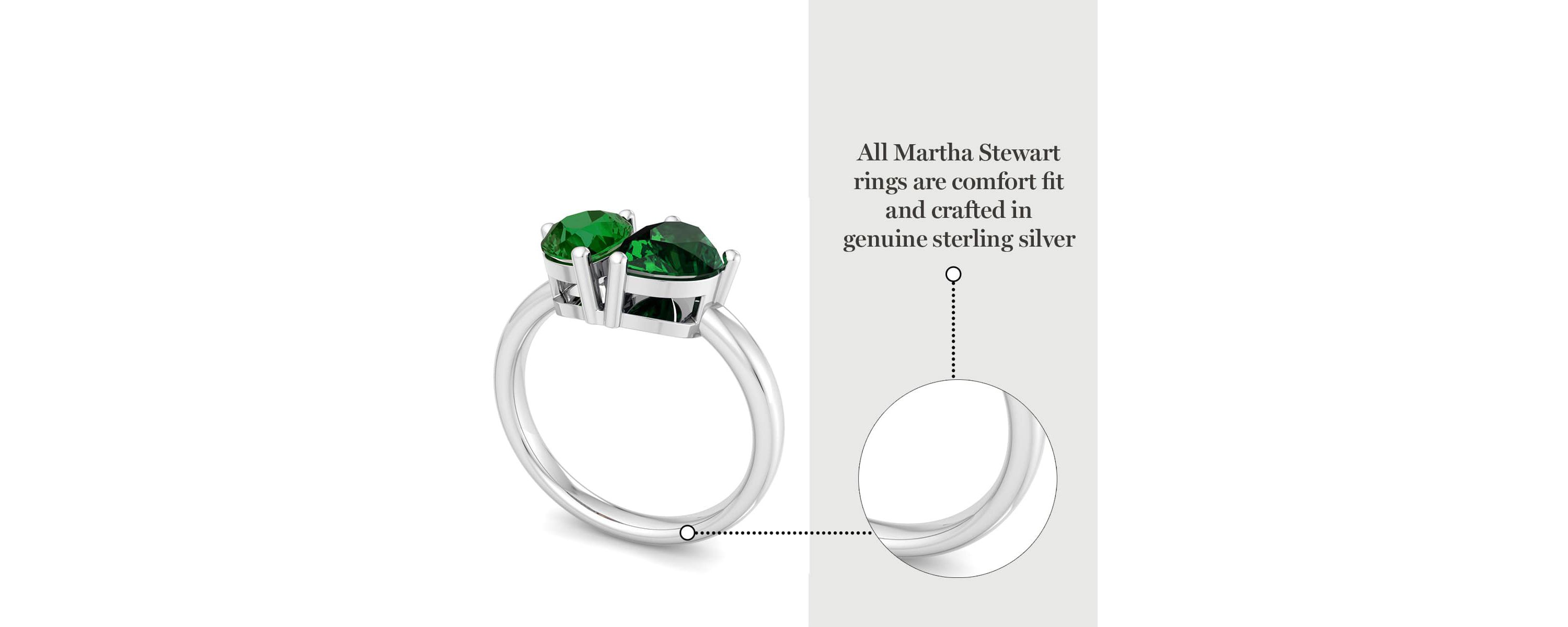 Lab Created Martha Stewart 2 Carat Emerald Two Stone Ring In Sterling Silver