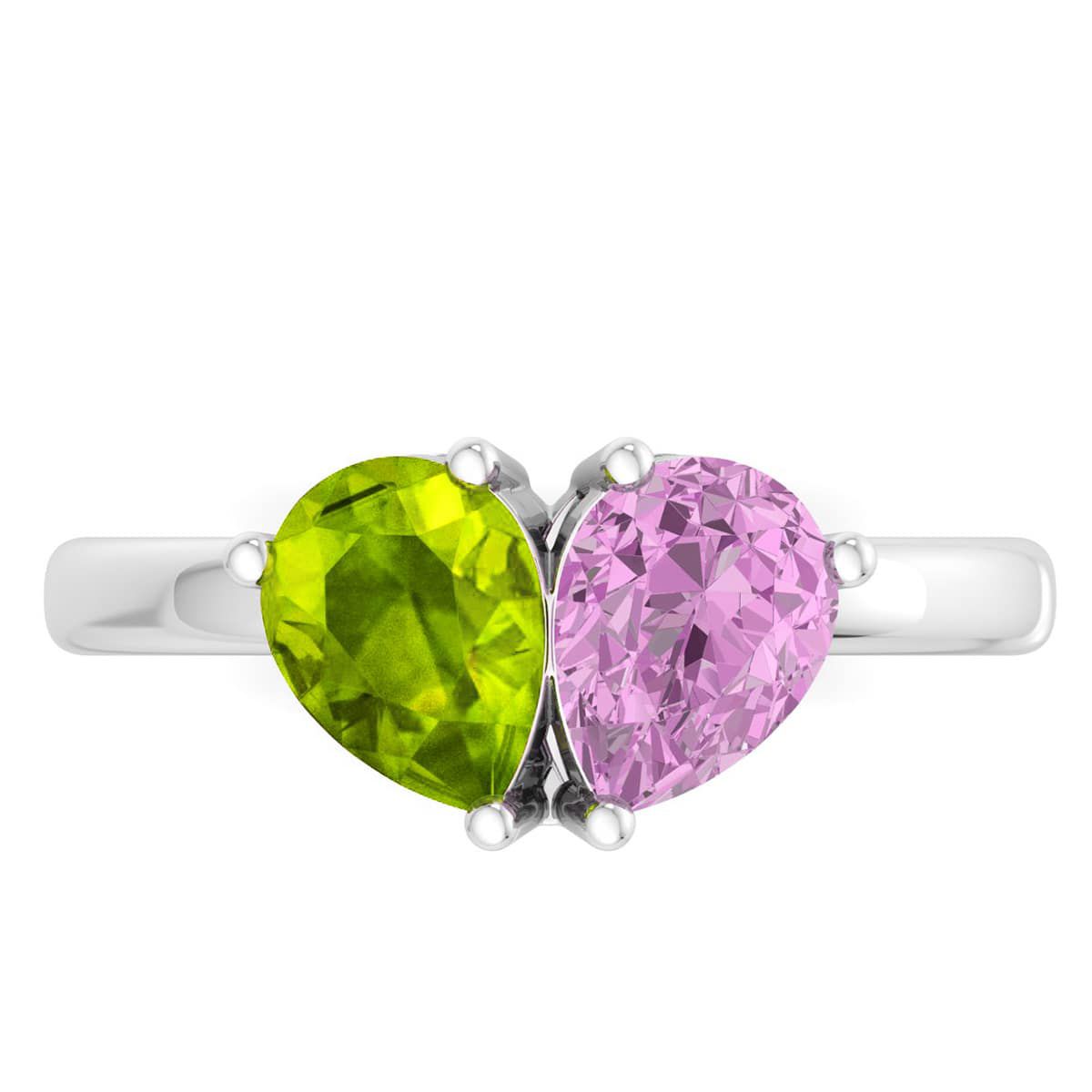 Lab Created Martha Stewart 2 Carat Peridot and Pink Sapphire Two Stone Ring In Sterling Silver