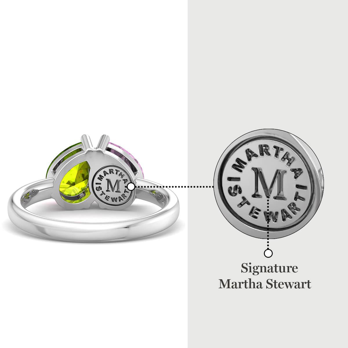 Lab Created Martha Stewart 2 Carat Peridot and Pink Sapphire Two Stone Ring In Sterling Silver