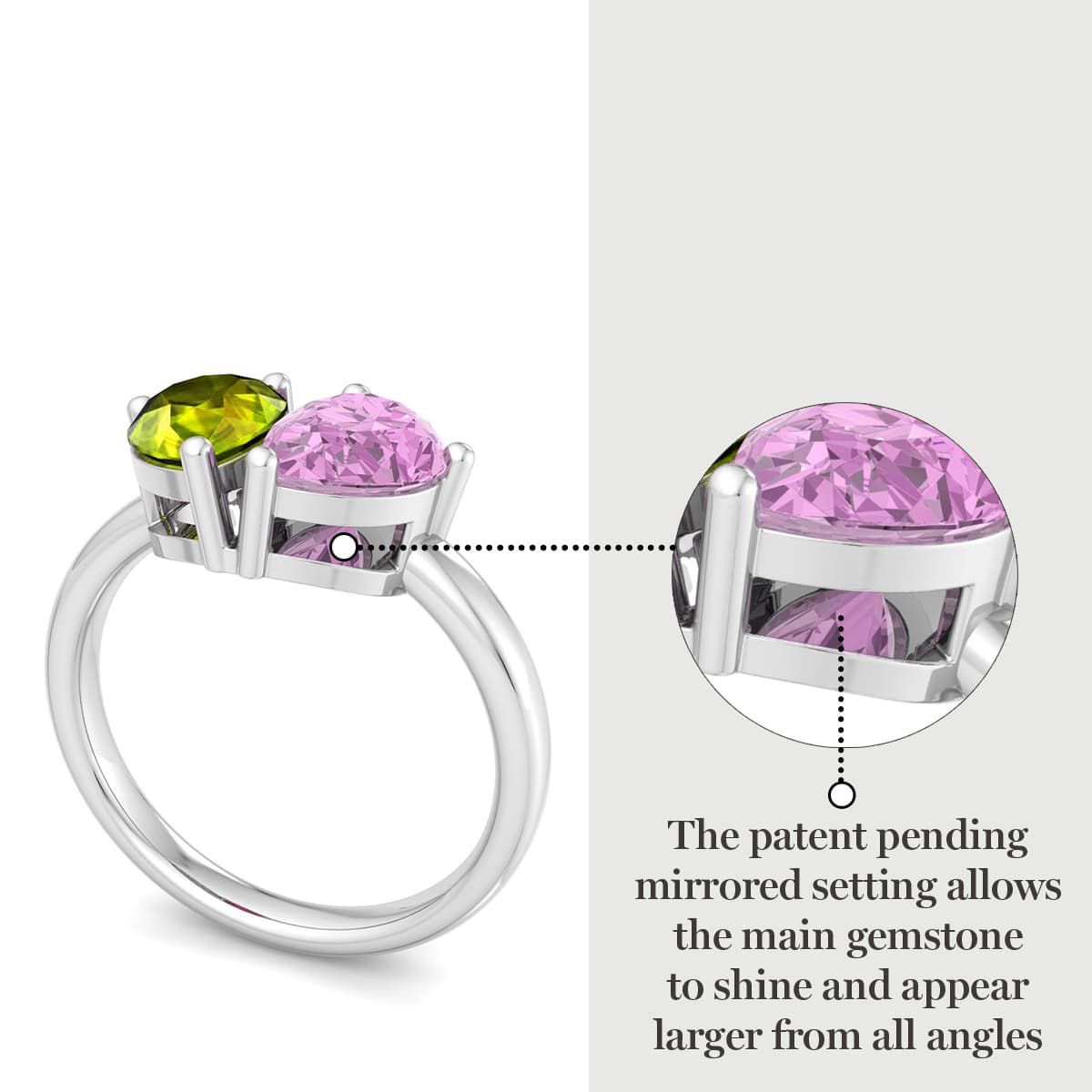 Lab Created Martha Stewart 2 Carat Peridot and Pink Sapphire Two Stone Ring In Sterling Silver