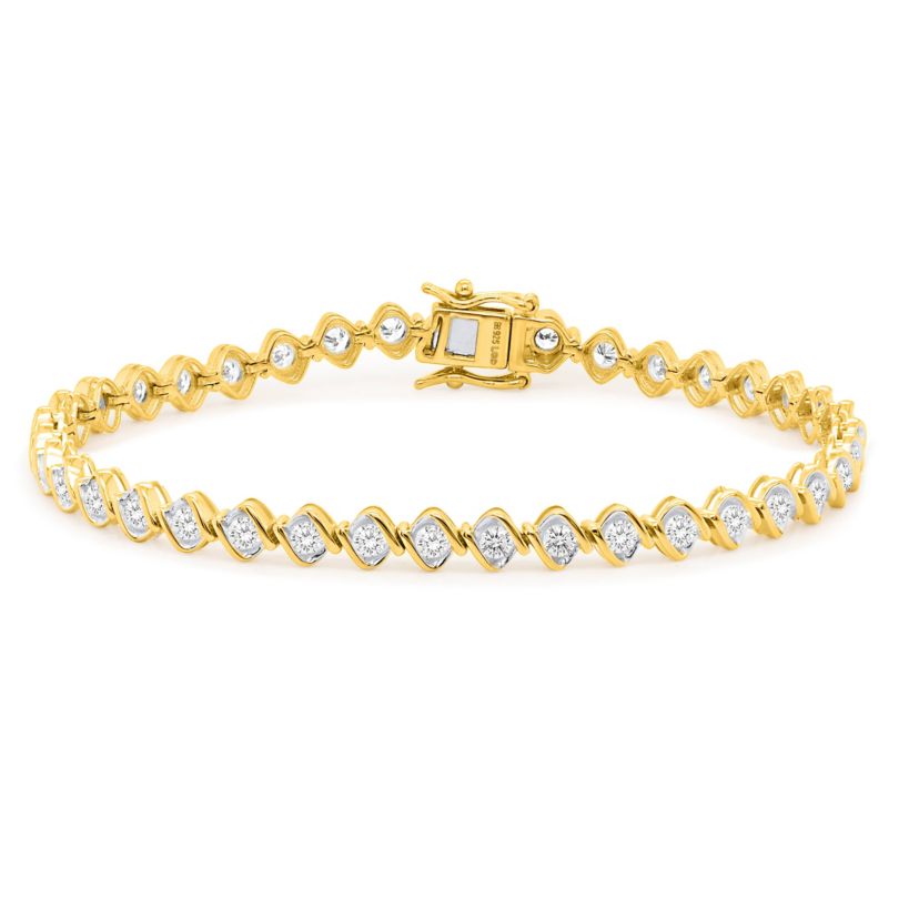 Lab Created 3CTW Lab Grown Diamond Bracelet In Gold Plated Sterling Silver