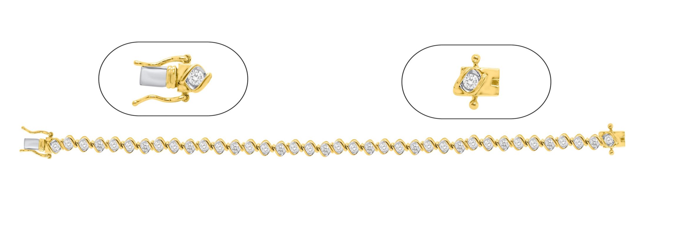 Lab Created 3CTW Lab Grown Diamond Bracelet In Gold Plated Sterling Silver