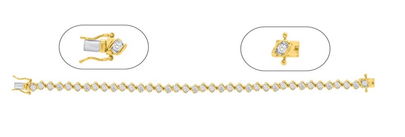Lab Created 3CTW Lab Grown Diamond Bracelet In Gold Plated Sterling Silver