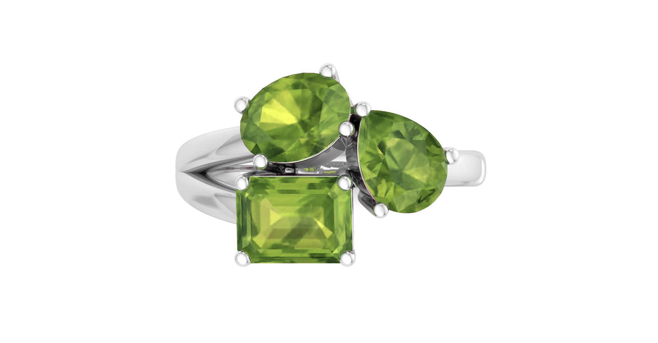 Lab Created Martha Stewart 3 3/4 Carat Peridot Three Stone Cluster Ring In Sterling Silver